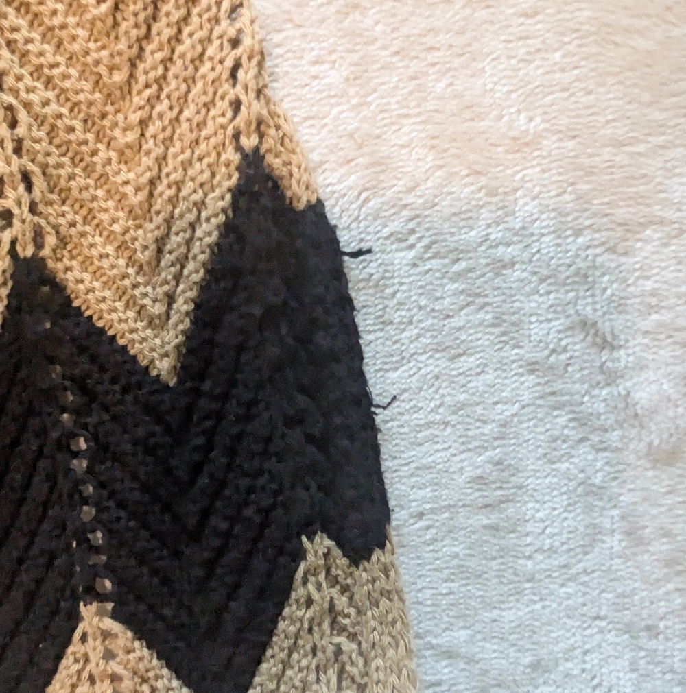 Western Whimsygoth Chevron Open Front Duster Cardigan Neutral Boho XS Cotton image 8